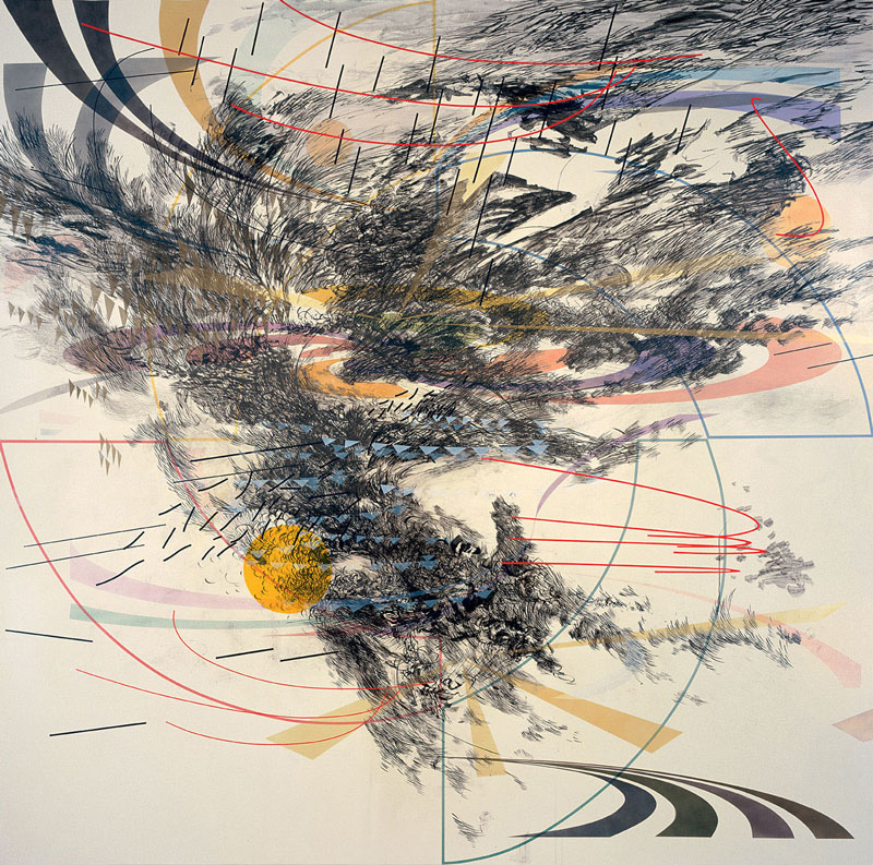 Julie Mehretu, Ariel, 2006, ink and acrylic on canvas, 120 x 120 in., Family Collection of Harry W. and Mary Margaret Anderson.